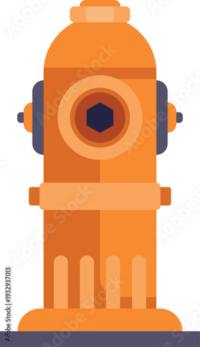 Stylized orange fire hydrant isolated on white background in a modern flat vector design
