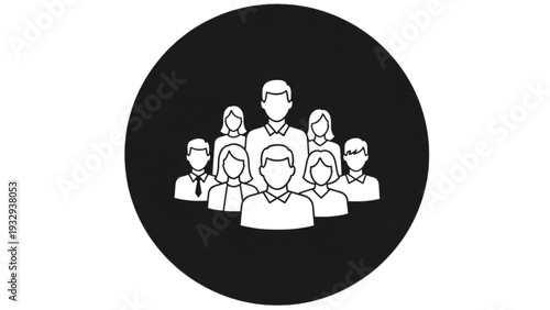 A group of business professionals gathered together in a circular formation