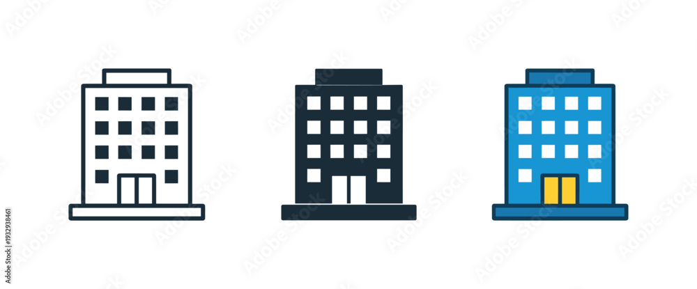 Fototapeta premium Professional environment context represented by a business building icon featuring uniform windows and structured symmetry to