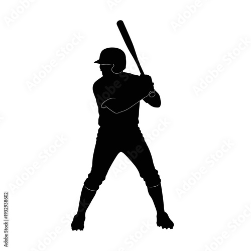 Baseball Player Silhouette Ready to Hit the Ball During Game.