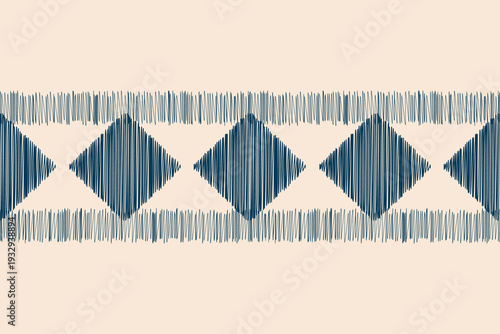 Ikat pattern in cream brown background embroidery ethnic pattern tribal with colorful,art,motif,traditional,geometric.