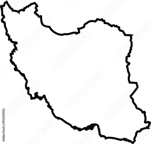Black outline map of iraq country