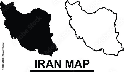 Black and white iran map with text