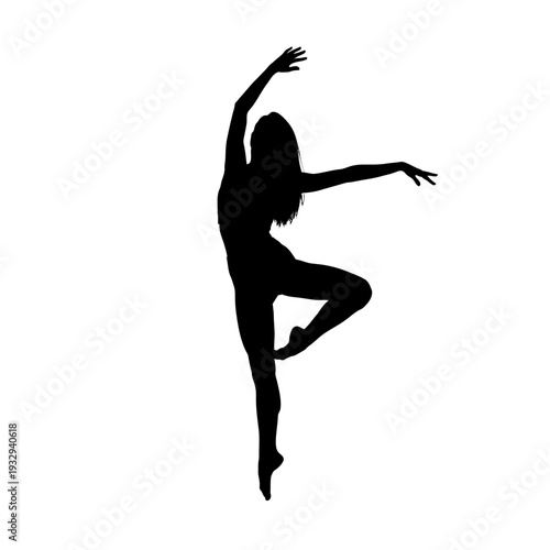Elegant silhouette of a graceful dancer performing a ballet pose.