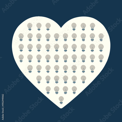 Earth Hour heart shape composed of many small turned-off light bulbs
