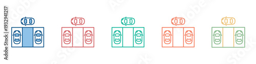 Parking Area Icon Set Multiple Style Collection