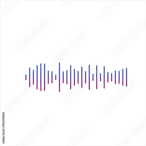 A minimalist graphic displays a waveform pattern consisting of numerous vertical lines of varying heights on a white background high quality professional detailed modern elegant stylish