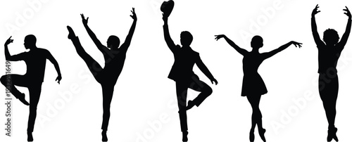 Silhouettes of diverse people traveling and working carrying luggage bags suitcases baskets and tools for migration labor and passenger concepts