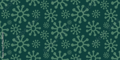 Abstract green geometric ornament on dark background. Seamless repeating vector pattern for textile printing, fabric design and modern decorative surfaces.