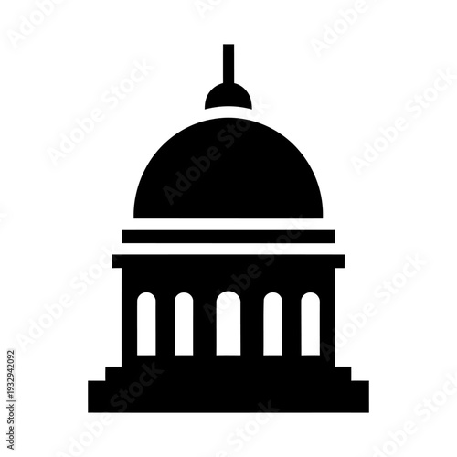 Capitol Building Icon Silhouette Vector Illustration representing Government and Politics