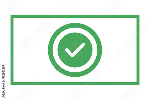 Green check mark icon for success, approval and verified completion