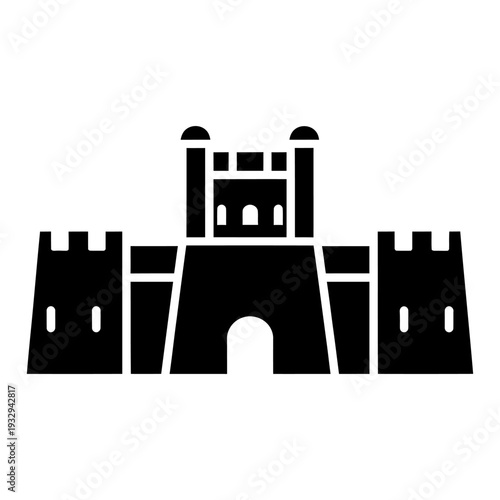Castle icon silhouette minimalist black vector for web and app design.