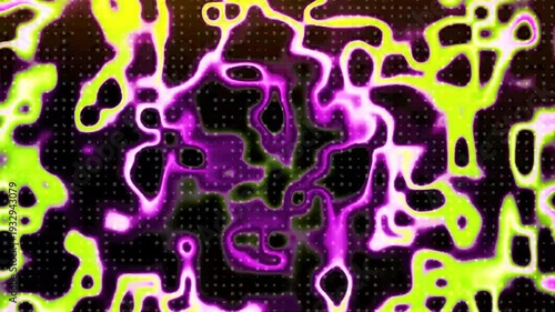 Abstract Psychedelic Neon Flowing Organic Shapes Background.