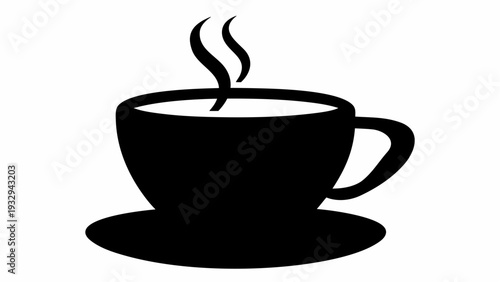 Steaming hot coffee cup icon in simple modern design