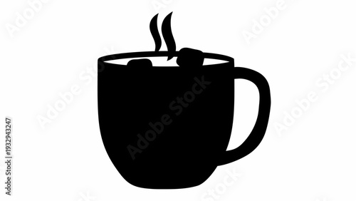 Steaming hot coffee cup in modern design