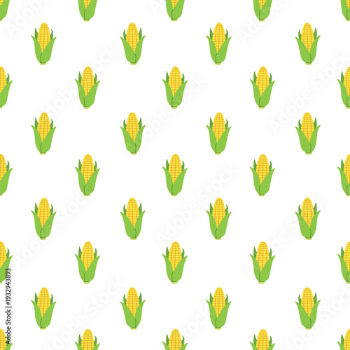 Vector seamless pattern with colorful flat corn. Background print with garden plant.