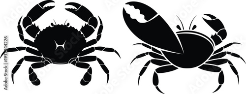 Crab and lobster silhouette illustration set isolated on white background seafood marine animal black vector design collection art