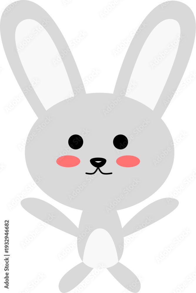 Fototapeta premium Cute Gray Rabbit Character