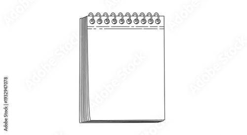 A minimalist depiction of a spiral bound notebook with blank pages rendered as a striking black silhouette high quality professional