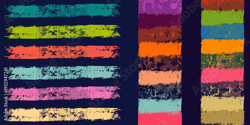 Abstract brushstrokes in vibrant colors arranged in vertical columns