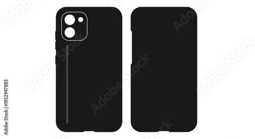 Two black smartphone cases are displayed against a white background showcasing design and form a silhouette high quality