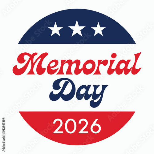Memorial Day 2026 with stars and patriotic colors