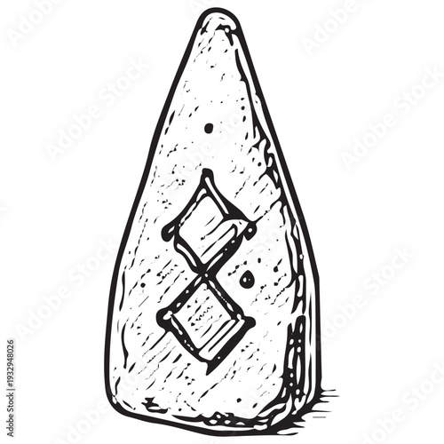 Vintage Sacred Stone Tablet Engraving Illustration Religious Symbol Spiritual Worship Artifact