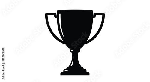 A striking black silhouette of a classic trophy with ornate handles and a pedestal base silhouette high quality professional