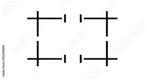 A minimalist arrangement of intersecting black lines forming a square like shape evoking geometric abstraction silhouette high quality professional detailed