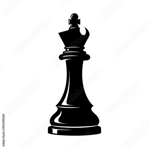 Elegant Black King Chess Piece Isolated on White Background.