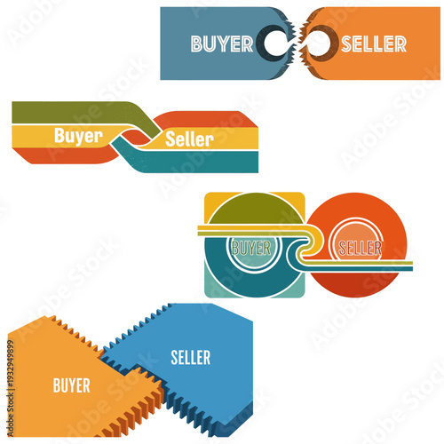 Vector progress background with a set of labels and product choice version design elements