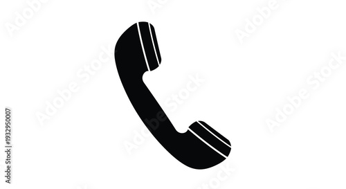 A stark black representation of a vintage telephone handset against a white background showcasing a dramatic silhouette high quality