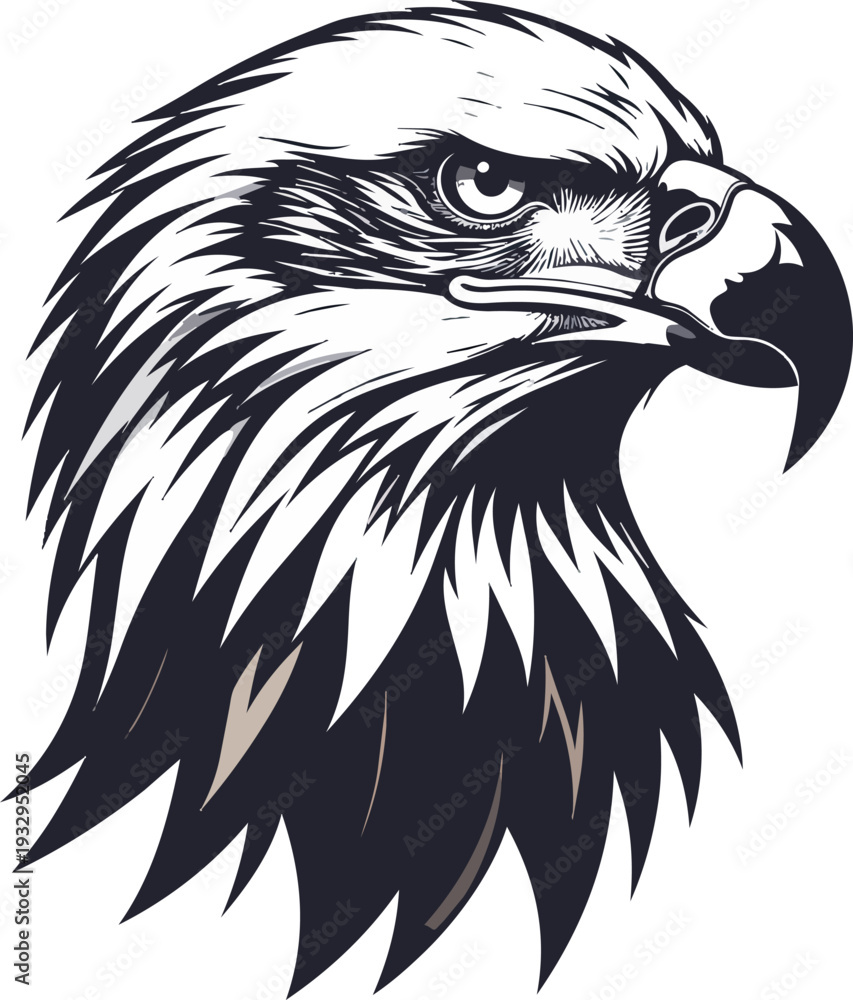 Obraz premium Eagle Silhouette Vector Illustration Black and White