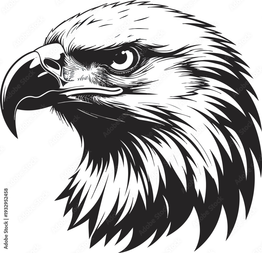 Obraz premium Eagle Silhouette Vector Illustration Black and White