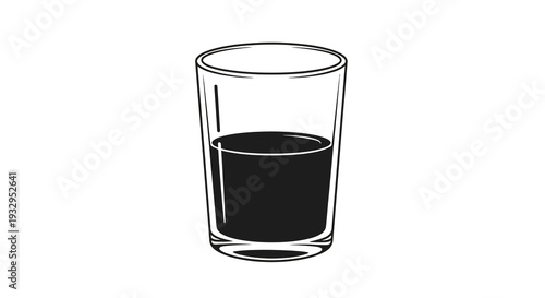 A minimalist depiction of a filled drinking glass featuring stark contrasts and a bold black silhouette high quality professional