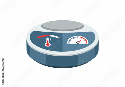 Scientific instrument for measuring and indicating temperature with a built-in gauge and thermometer display