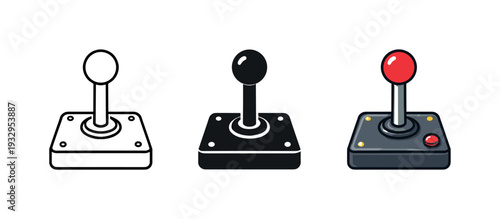 Symbolic immersion represented by a classic arcade joystick with base and single ball handle, matching silhouette shown three