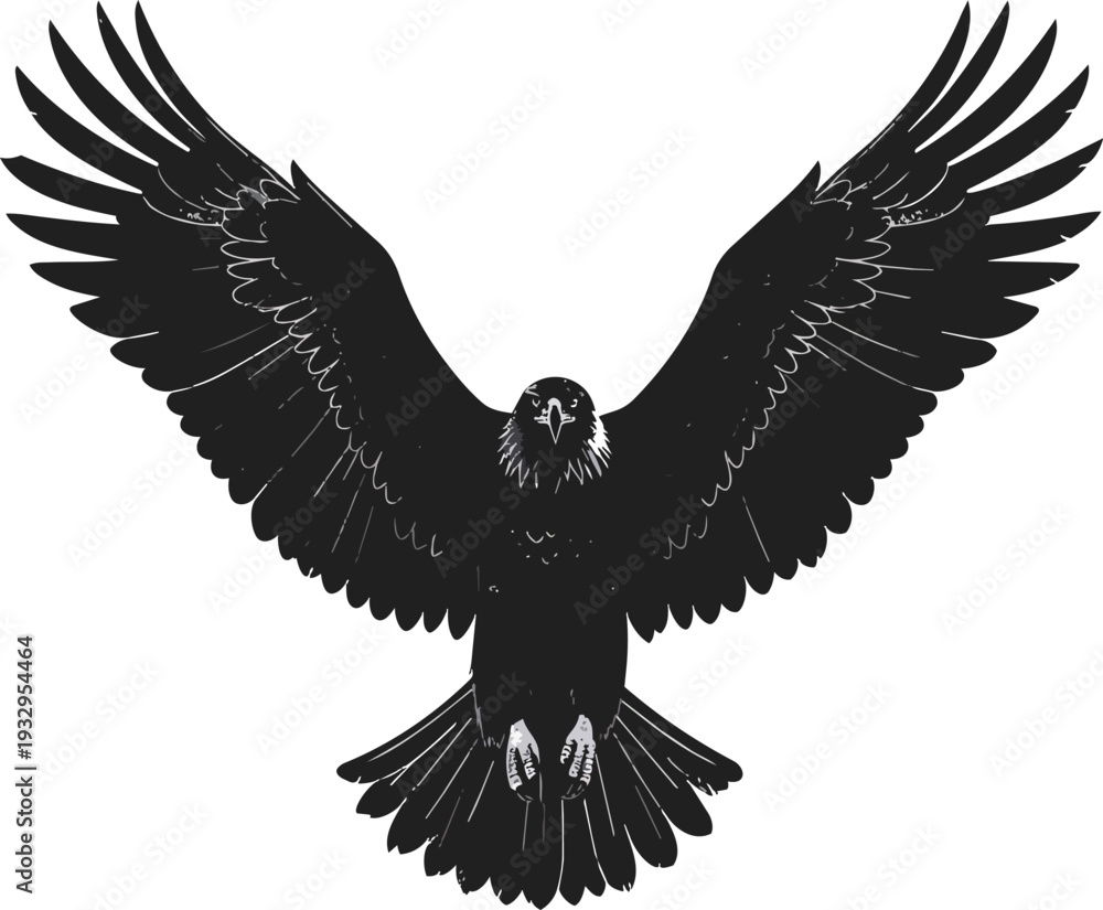 Fototapeta premium Eagle Silhouette Vector Illustration Black and White