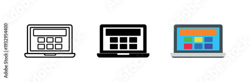 Minimal Digital Workspace. Digital workspace scene showing a laptop computer with a grid-style app interface on the screen, same