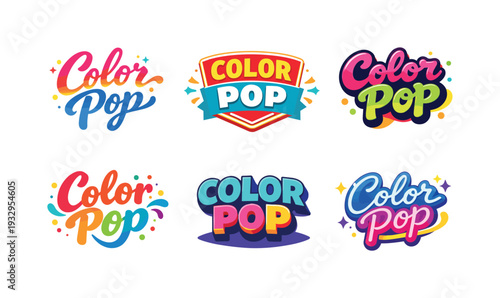 Clean modern holiday banner illustration displaying modern lettering logo set for Color Pop, professional logo-style typography