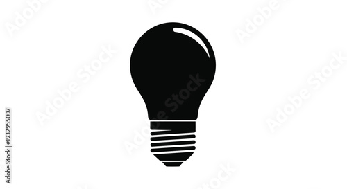 A stark black silhouette of a classic edison style lightbulb against a pure white background emphasizing simplicity high quality professional