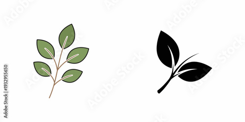 Modern vector leaf designs showcasing botanical beauty and eco-friendly concepts, ideal for environmental branding