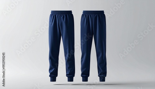 Navy Blue Sweatpants on White Background.