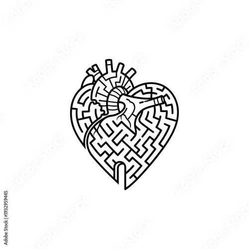 Heart Maze Labyrinth Symbolizing Love, Life, and Complex Emotions