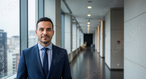 Wallpaper Mural Confident Hispanic Male Corporate Lawyer Standing in Modern Law Firm Hallway Torontodigital.ca