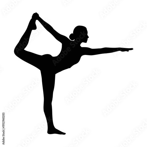 Yoga Pose Silhouette Woman Practicing Mindfulness Balance Vector