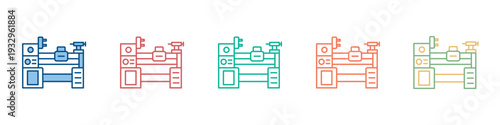 Lathe Machine Icon Set Multiple Style Collection