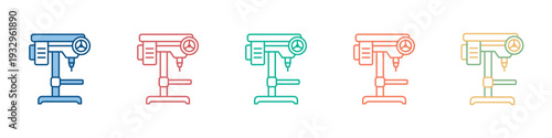 Drill Press Icon Set Multiple Style Collection