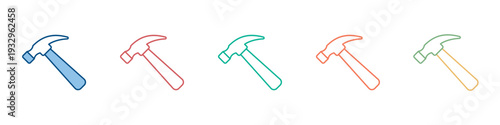 Hammer Icon Set Multiple Style Collection