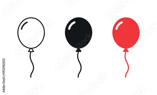 Joyful spontaneity captured by a round helium balloon with tied string floating upright, identical silhouette repeated side by